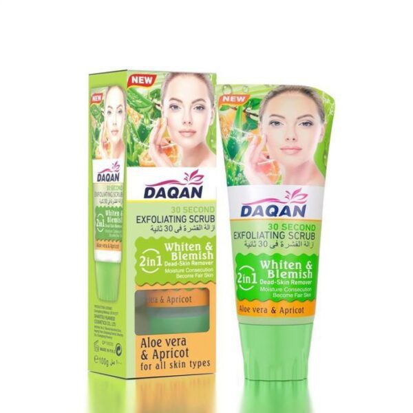 Daqan 30-Second Exfoliating Scrub – Aloe Vera & Apricot | 2-in-1 Whitening & Blemish Remover Becool maroc