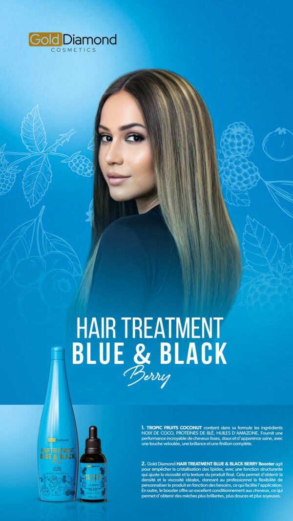 Gold Diamond Brazilian Hair Straightening Treatment – Blue and black Berry 1L | Professional Hair Smoothing for Colored & Blonde Hair becool maroc