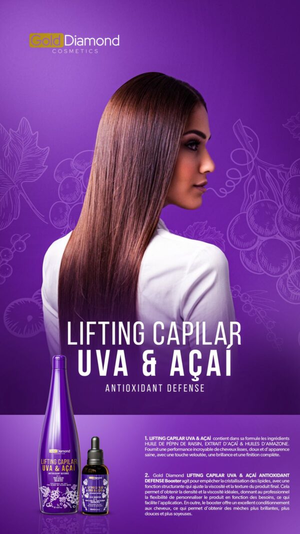 Gold Diamond Brazilian Hair Straightening Treatment – UVA & Açaí 1L | Professional Hair Smoothing for Colored & Blonde Hair becool.ma