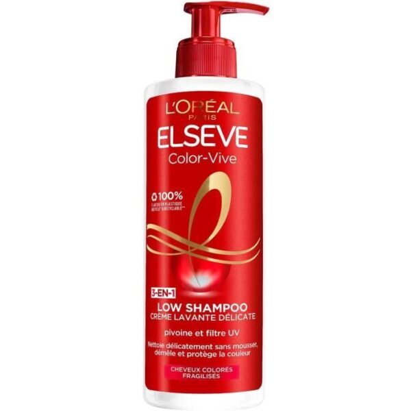 L'Oréal Paris Elseve Color-Vive Low Shampoo 3-in-1 – 400ml | Color Protection & Sulfate-Free | BeCool.ma