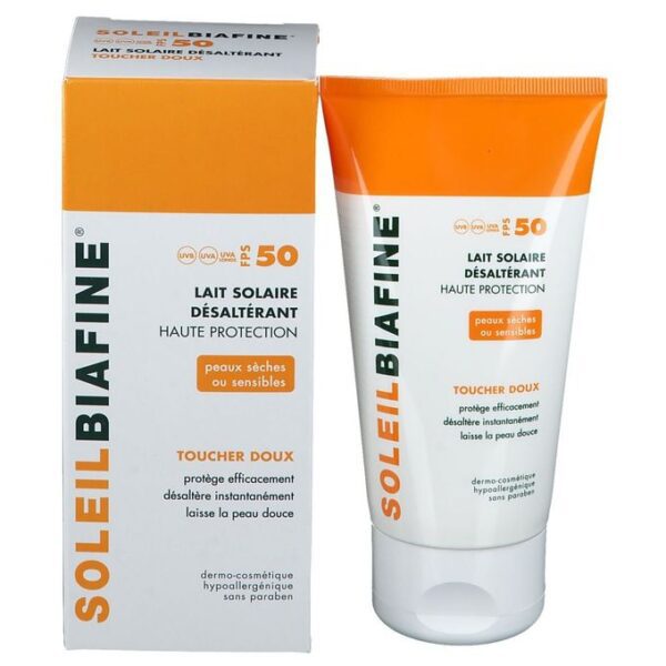 SoleilBiafine SPF 50 Sun Milk – Hydrating Protection for Dry & Sensitive Skin, 150 ml | becool.ma