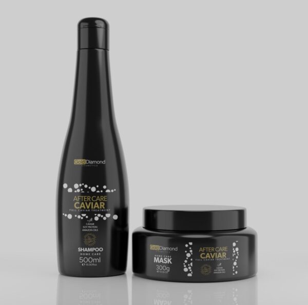 Set Gold Diamond Après-Soin Caviar – Shampooing 500ml + Masque 300g | Soin Nourrissant Après-Traitement Capillaire | BeCool.ma