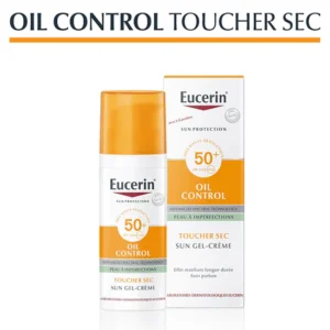 🌞 Eucerin Sun Oil Control Gel-Crème SPF50+ 50ml – Mattifying Facial Sunscreen for Oily & Acne-Prone Skin + FREE DermoPure Gel 20ml & Serum 7ml | becool.ma