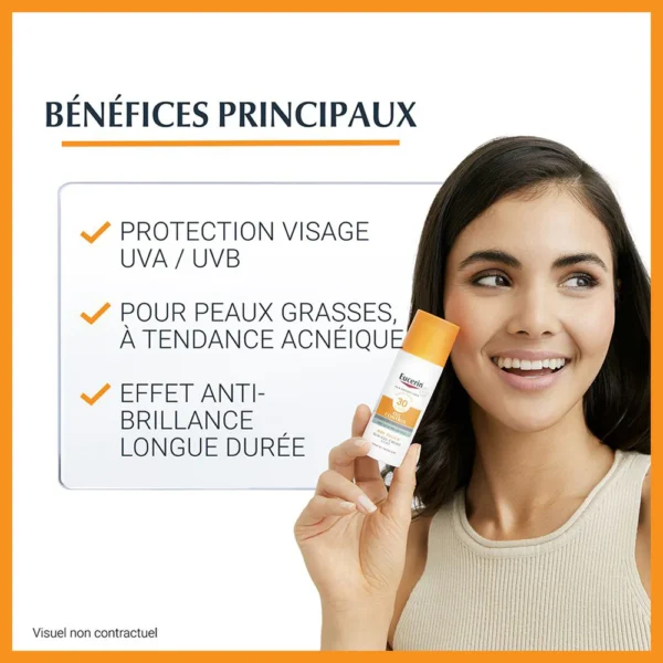 🌞 Eucerin Sun Oil Control Gel-Crème SPF50+ 50ml – Mattifying Facial Sunscreen for Oily & Acne-Prone Skin + FREE DermoPure Gel 20ml & Serum 7ml | becool.ma