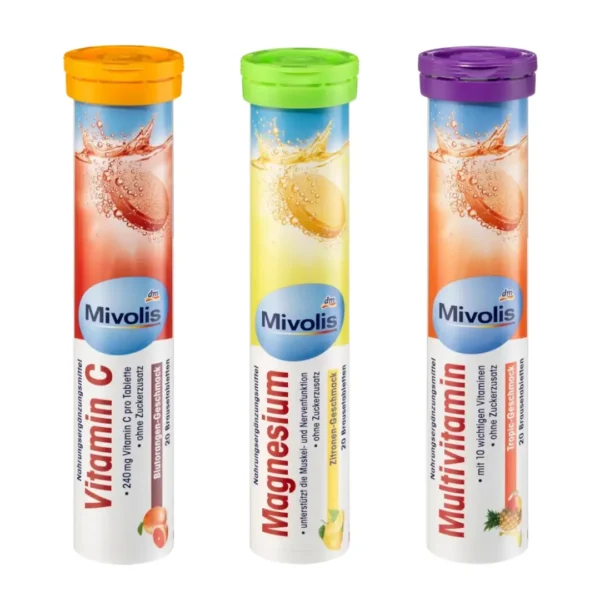 DM Mivolis Vitamins Pack of 3 – Vitamin C, Multivitamins, Magnesium becool maroc beauty