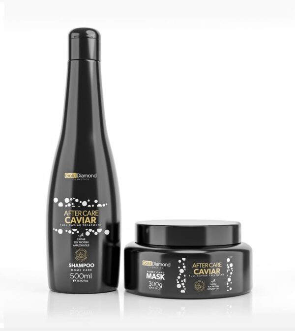 Set Gold Diamond Après-Soin Caviar – Shampooing 500ml + Masque 300g | Soin Nourrissant Après-Traitement Capillaire | BeCool.ma
