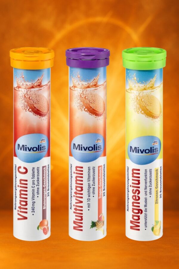 Pack de 3 Vitamines Mivolis DM – Vitamine C, Multivitamines, Magnésium | BeCool.ma