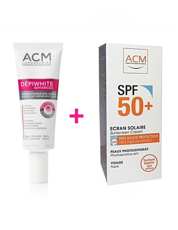 ACM Dépiwhite Advanced Crème Anti-Taches + Écran Solaire SPF 50+ – Duo Visage 40 ml | becool.ma
