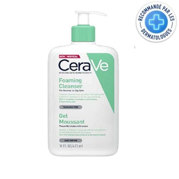 CeraVe Gel Moussant Nettoyant Peau Normale à Grasse – 473ml | Nettoyant Hydratant pour Peau Grasse | BeCool.ma