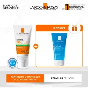 La Roche-Posay Anthelios Oil Control Invisible SPF (50+) + Free Effaclar Gel 50ml – Oily & Sensitive Skin Protection | BeCool.ma