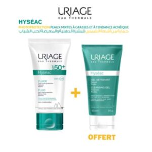 URIAGE Hyséac SPF 50+ Fluide + Gel Nettoyant Gratuit – Crème Solaire Matifiante pour Peaux Grasses | BeCool.ma