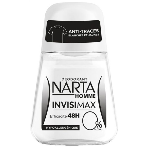 Déodorant Roll-On Narta Homme Invisimax 48H – Anti-traces, Sans alcool, 50 ml | becool.ma