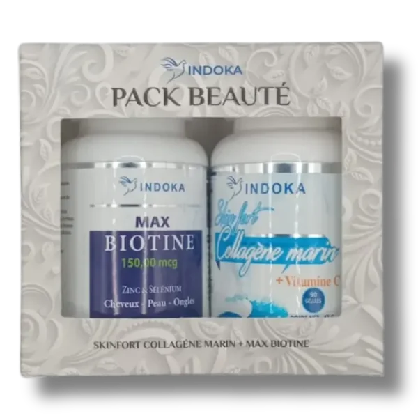 INDOKA Beauty Pack Skin Fort & Max Biotin – Radiant Skin & Stronger Hair | Nutritional Supplements becool maroc
