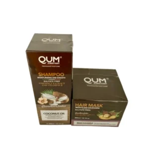 QUM Queen Mary Hair Care Pack – Coconut Oil Shampoo & Macadamia Hair Mask – 2 × 300ml becool maroc