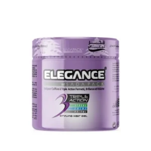 Elegance Triple Action Hair Gel Purple 250ml – Strong Hold, Volume & Shine becool maroc