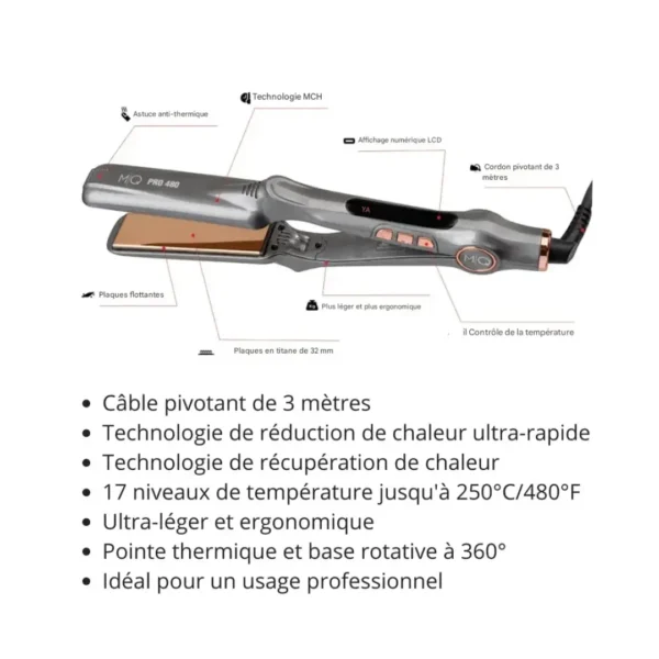 MQ Pro 480 Titanium Professional Hair Straightener becool maroc