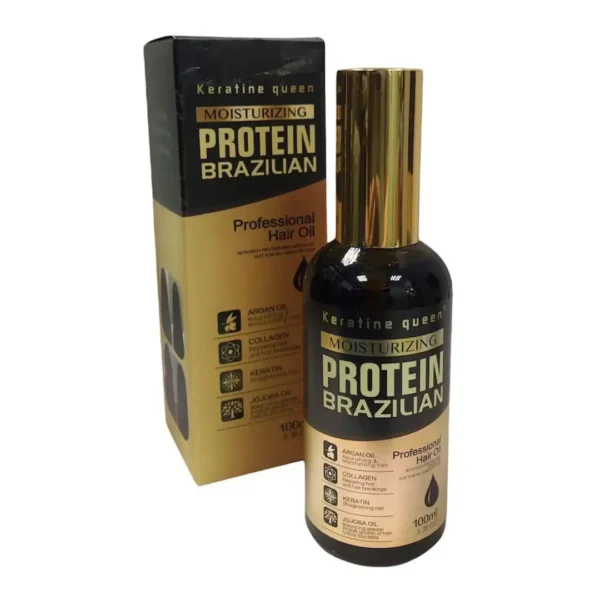 Keratine Queen Moisturizing Protein Brazilian Hair Oil 100ml – Argan, Keratin & Collagen Repair Serum becool maroc
